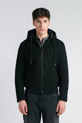 GIUBBOTTO TAGLIO FELPA CON  MANICHE IN MAGLIA NERO